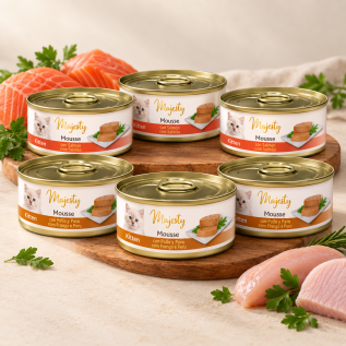 6 cans x Majesty Kitten Gold Selection Mousse ( Salamon & Chicken and Turkey) - 85g
